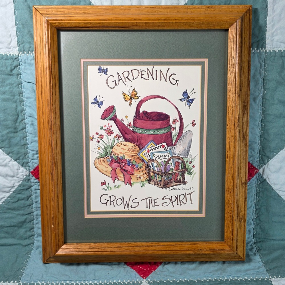 Barbara Mock Gardening Grows The Spirit Art Print Green Framed Picture